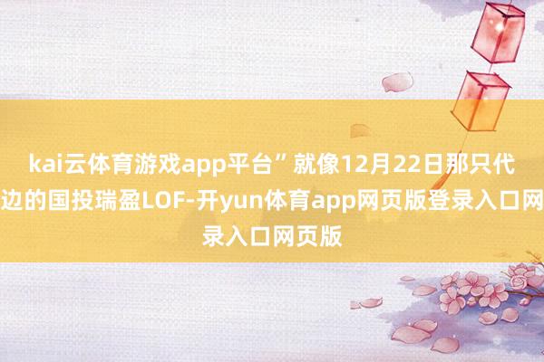 kai云体育游戏app平台”就像12月22日那只代码周边的国投瑞盈LOF-开yun体育app网页版登录入口网页版